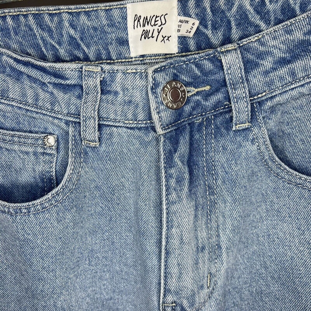 Princess Polly Women Size 2 High Rise Patchwork Mom Jeans jeans - Picture 7 of 10